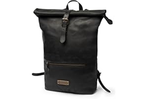 DRAKENSBERG Skórzany plecak "Ryan" dla kobiet, mężczyzn – plecak kurierski i rowerowy z kieszenią na laptopa, do 25 l, Vintage czarny