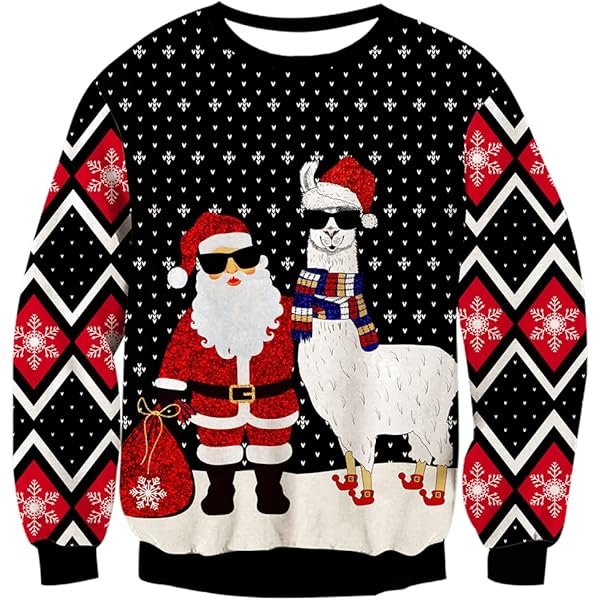 Atforna Kersttrui voor heren, lelijke kersttrui, grappige kersttrui, ronde hals, gebreide trui met sneeuwvlok voor kerstfeest, XL