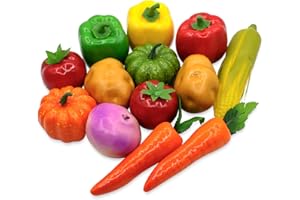 LAIIQI 13Pcs Fake Vegetable Realistic Artificial Vegetables Lifelike Decorative Foam Food Simulation Faux Veggies for Home Kitchen Christmas Decoration Artificial Bell Peppers Pumpkin Faux Carrots Décor