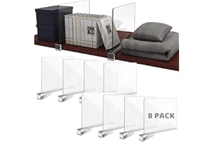 LDHHYH 8PCS Shelf Dividers, Closet Shelf Divider with Non-slip Mat, Acrylic Shelf Dividers Closet Organizer, Wardrobe Shelf Dividers for Clothes, Bedroom, Bookcases, Cabinets, Drawer Storage
