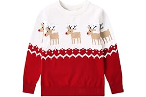Fanient Little Boys Girls Christmas Sweater Cute Xmas Print Knitted Jumper Kids Warm Xmas Knitwear Pullover 2-6 Years