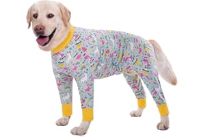 BT Bear Ropa para perros grandes, ropa elástica para mascotas, protege las articulaciones, anticabello, antilamer, protección contra heridas, pijama para perros medianos y grandes (6XL, dinosaurio)