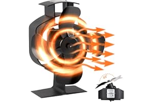 HUAREW Ventilador de Chimenea, Ventilador de chimenea oscilante, 4 PáGinas Ventilador Para Estufa de Leña, Ventilador de estufa de lena silencioso, Ventilador no Eléctrico para Chimenea