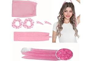 ‎YERIA Lockenwickler, neues Design mit geringer Hitze Gel Lockenwickler für langes Haar GelCurler mit Locken ohne Beschädigung, 7 Stück Locken Kits, Alternative zu Lockenwicklern ohne Hitze (Blau) (Rosa)