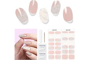 UBAXQURU Autocollant Ongle Gel UV - 28pcs Vernis Autocollant Nail Stickers Auto-adhésifs Ongles en Gel UV Semi Durci Art Qualité Salon Longue Durée Lampe UV/LED Requise