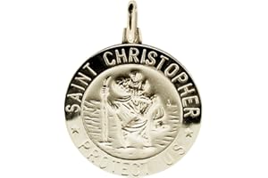 CHRISTOPHER JAMES OF LONDON Personalised With Your Engraving 925 Sterling Silver 18mm 3D St Christopher Medal Pendant With Optional Curb Chain In Gift Box (16" to 24")