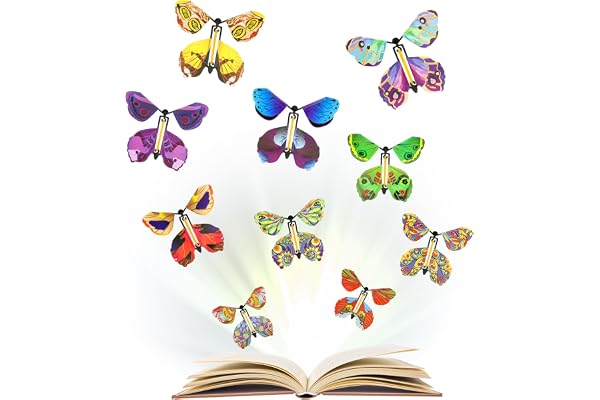 Papillon Volant Magique, 10 Pièces, Papillon Volant Surprise, Jouet élastique Papillon, Flying Butterfly Carte, pour Cadeaux, d'Anniversaire, éducation des Enfants, Cadeaux Surprise, 10 Styles Couleur