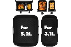 ‎BYKITCHEN BYKITCHEN Silikonform Heißluftfritteuse Zubehör für Tefal 5,2/3,1 L Dual Easy Fry Doppelkammer Airfryer, Accessories für Heißluftfritteuse Tefal EY9018, Cecotec 5,5/3,5 L,Airfryer zubehör