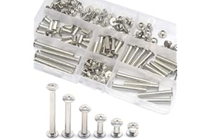CEEYSEE 140 Pezzi (70 set) Viti Per Rilegatura Vite a Testa Piatta in Argento Viti Tonda Chicago Nail Rivet Vite Kit Per Decorazione in Pelle, Album e Borse Fai Da Te (YZBYC)
