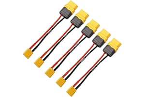 Boladge 5 Stück XT30 Männlich Stecker auf XT60H Buchse Steckverbinder Adapter Kabel mit 10CM 16AWG Silikonkabel