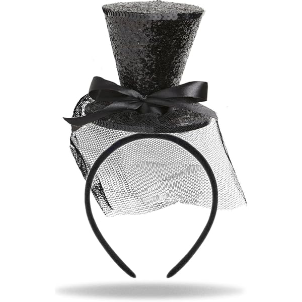Lot De 4 Mini Chapeaux Cylindriques Avec Serre-tête Rouge Et Nœud Papillon - Accessoire Carnaval Fête Déguisement