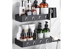 Kegii Duschablage ohne Bohren Duschregal Shampoo Halterung für Dusche Duschkorb Badregal Schwarz