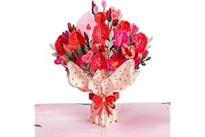 MDJEWV Pop up Karte Geburtstag, Pop Up Karte Valentinstag, Valentinstag Karte Blumenstrauß 3d, kann als Geschenk für Eltern, Frau, Kinder Verwendet Werden, Geeignet für Valentinstag, Muttertag