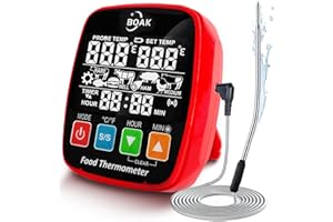BOAK Meat Thermometers for Grilling,Food Thermometer for Cooking with Buzzer Alarm,8 Presetting Mode Accurate Temperature Meat Thermometers with Temperature Preset,Instant Read Food Thermometer
