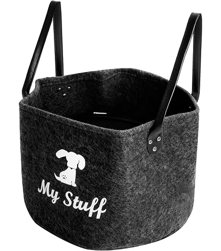 Cuperay Panier de Rangement Personnalisé avec Nom, Panier à Jouets Pliable Pour Chiens avec Poignée en Coton, Pour l'organisation de la Nourriture, des Vêtements et des Accessoires Pour Chiens(Beige