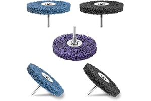 NUTKIT 5 Stück Csd Scheibe, 100mm Grobreinigungsscheibe für Winkelschleifer, Schleifscheiben, Reinigungsscheibe Set zum Oberflächenbearbeitung, Metall, Edelstahl, Farbe, Rost(2 Schwarz/2 Blau/1 Lila)