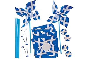 Baker Ross FN010 Scotland Flag Windmill Kits - Pack of 6, St Andrews Day Craft Kits for Kids