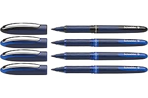 Schneider 183084 - Penna roller One Business (resistente ai documenti con tratto di 0,6 mm, prodotto in Germania), set da 4 pezzi, 3 blu, 1 nero
