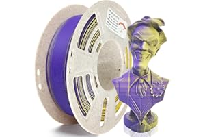 RepRapper Dual Color Filament Coextrusion PLA Filament 1.75mm for 3D Printer & 3D Pen, Multicolour Like Rainbow PLA, 2.2lbs (1kg), Matte PLA Purple & Yellow