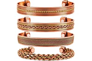 Touchstone Indiskt handgjort magnet-koppararmband, chakrasmycke, present till honom eller henne. Set med 3