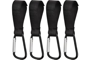 Zsanhua Buggy Clips 4 Pcs Black Stroller Pram Hooks Baby Stroller Hook Pram Carabiner Clips for Hang Shopping Bags or Diaper Bags on Your Stroller Pram or Pushchair