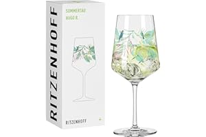 Ritzenhoff 2931017 Lot de 2 verres à apéritif 500 ml – Série rosée d'été – Pour pulvérisation, Schorle – Motif feuilles – Fabriqué en Allemagne, Vert, Rose.
