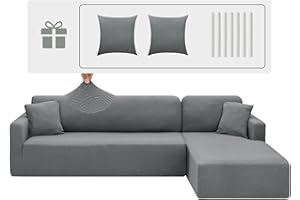 CHELZEN Elastyczny pokrowiec na sofę z półwyspem, 2-częściowy pokrowiec na kanapę z lewym i prawym narożnikiem, szezlong z dwiema poszewkami na poduszki, kształt litery L (3-osobowa + 3-osobowa,