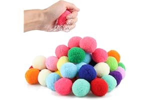 ALLLEEGAY 50PCS Cotton Water Balls, Cotton Splash Soaker Balls, Reusable Splash Water Balls, Water Soaker Balls for Outdoor Toys and Games, Pool and Beach Water Balloons for Outdoor Water Toys 4-12