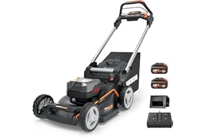 WORX Cortacésped Nitro 40V (2x20V) | PowerShare | WG749E | Incluye 2 baterías 4Ah y Cargador Doble | 46 cm con tracción | Mulching | 7 Posiciones de Altura
