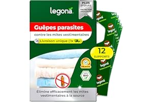 Legona Trichogramma Mites des vêtements - 12 Cartes à 1 Livraison - Anti-Mites Naturel - Produit performant Contre Les Mites