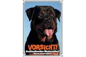 Petsigns Warnschild Rottweiler - individuelles uv-beständiges Hundeschild aus Metall, DIN A5