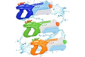 QUANQUER Pistola de Agua para Niños Y Adultos, 3 Pack_ con 600ML de Alta Capacidad de Disparo hasta 8-10m De Distancia Pistola de Chorro de Agua Jugue para Piscina de Verano Fiesta en la Playa