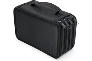 Sumnacon 72 trous Trousse de crayons de couleur Sac à crayons pour l'école et bureau avec Grande capacité Multi-couches (noir)