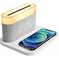 Excefore Digital Alarm Clock with LED Night Light Wireless Charging 15W Max Touch Bedside Lamp with 5-100% Adjustable Brightness,12/24Hr,Snooze,QI Wireless Charger,Bedroom