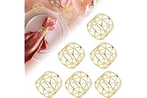 MOROCKET 15 Napkin Rings Set - Gold with Triangular Pattern Design, Hollow Design Napkin Buckle Holder for Dinner Table Decor