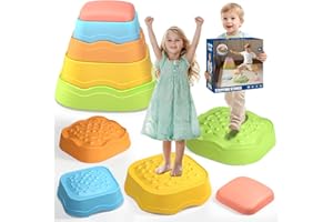 OZMI Stepping Stones Kids Sensory, 5Pcs Non-Slip Balance Stepping Stones Kids Obstacle Course, Indoor Outdoor Toys for Toddlers Age 3-5, Sensory Play Equipment Gifts for Girls and Boys