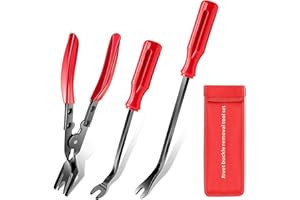 MEYUXG Auto per Utensili a Leva a 3 Pezzi, Clip per Auto Imposti di Strumenti di Rimozione Della Clip di Rimozione con Sacchetto di Stoccaggio del Rivestimento (Rosso)