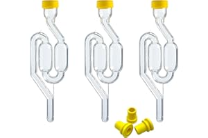 Beer & Wine - Gorgogliatore per Fermentatore - Produzione di Birra Artigianale - Gorgogliatore Riutilizzabile (Spirale Tipo S con Tappino, 3 Pezzi)