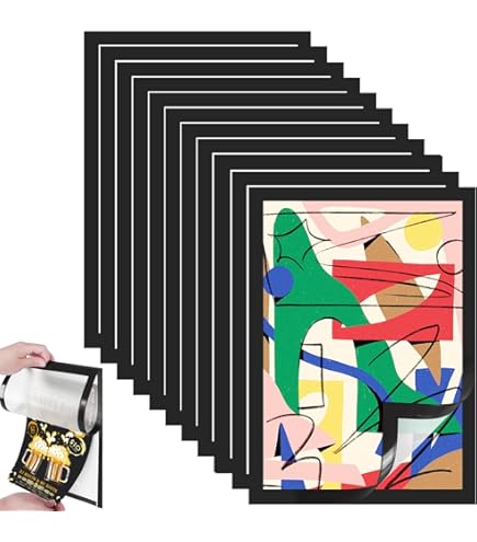 PATIKIL Cornice Magnetica per Foto A4, Confezione da 8 Cornici Magnetiche Autoadesive per Esposizione di Foto, Opere d'Arte, Giallo