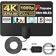 CNMTCCO TV Aerial Indoor with 250+ Miles Long Range Reception, Indoor TV Aerial for Freeview TV Support 4K 1080P Local HDTV Channels, Contains 13 ft Coax Cable ＆ Booster