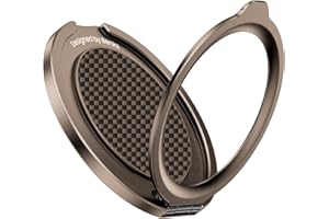 BENKS Support et Poignée Téléphone Magnétique pour MagSafe, 360° Rotation, Anneau Magnétique Téléphone avec Sangle en Cuir Souple pour Serie iPhone 16 15 14 13 12, Aube Dorée