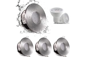 4xSweier LED IP65 Waterproof Recessed Spotlight with GU10 Base for Bathroom and Kitchen Spotlight, 5W Warm White 3000K 450LM Ceiling Downlight, Not Dimmable