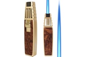 M TIME C CLUB Torcia a butano, torcia per saldatura, stile fibra di carbonio, torcia da cucina ricaricabile, torcia antivento a fiamma regolabile, torcia a soffio per cuocere la creme brulee (Mogano)