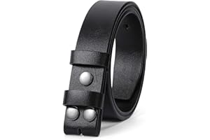 WERFORU Mens Leather Belt Strap Without Buckle Vintage Replacement Leather Belt Strap with Snap on Buckle Width 1.5 Inch