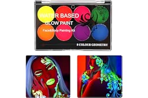 DUTIFUL Körperfarbe Fluoreszierend 8 Farben Bodypaint mit Pinsel Gesichtsfarbe Leuchtend in UV Licht Neon Glow Körperbemalung Facepaint Wasserlöslich Malerei Party Gesichtsbemalung für Halloween Cosplay