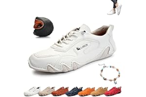 OVERHIL1S Damen-Sneaker aus italienischem handgefertigtem Leder, Outdoor-Sneaker mit weicher Sohle, rutschfest, wasserdicht, lässig, leicht, atmungsaktiv, Beck-Schuhe for Wandern, Wandern, Camping und Fahren (