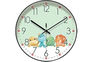 Rhitchy Reloj de pared para niños y niñas: reloj de pared para niños, sin ruido de tictac, reloj de pared para estudiar, reloj de aprendizaje infantil, multicolor, con movimiento silencioso para