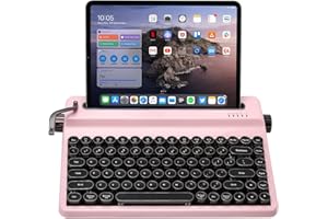 YUNZII QL75 Wireless Typewriter Tastiera Meccanica Retrò Sostituibile a caldo,Retroilluminazione RGB QMK/VIA Programmabile,Tastiera Multidispositivo con 2.4GHz/Type-C/BT (rosa, onyx tactile)