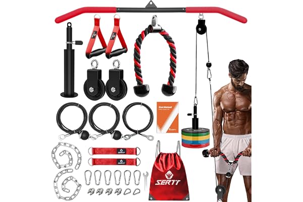SERTT Hemmagym, remskivsystem, triceps, träning, remskivsystem för lat-pulldown, bicepscurl, triceps, axlar, rygg, underarmst