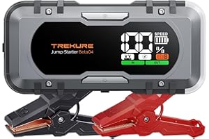 TREKURE Booster Avviamento Auto da 8000A con 65W Ricarica Rapida, 27000mAh Avviatore Batteria Auto, Cavi Jumper Estesi e 600 Lumens Luce, Avviatore Emergenza per Auto per Tutti Motori Benzina/ 12.0L Diesel